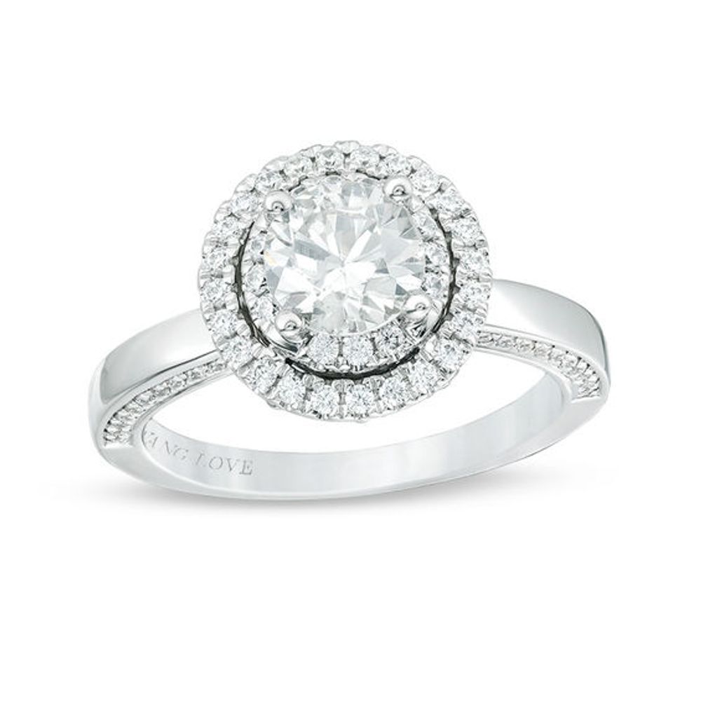 Vera Wang Love Collection 1-1/2 CT. T.w. Certified Diamond Double Frame Engagement Ring in 14K White Gold (I/Si2)