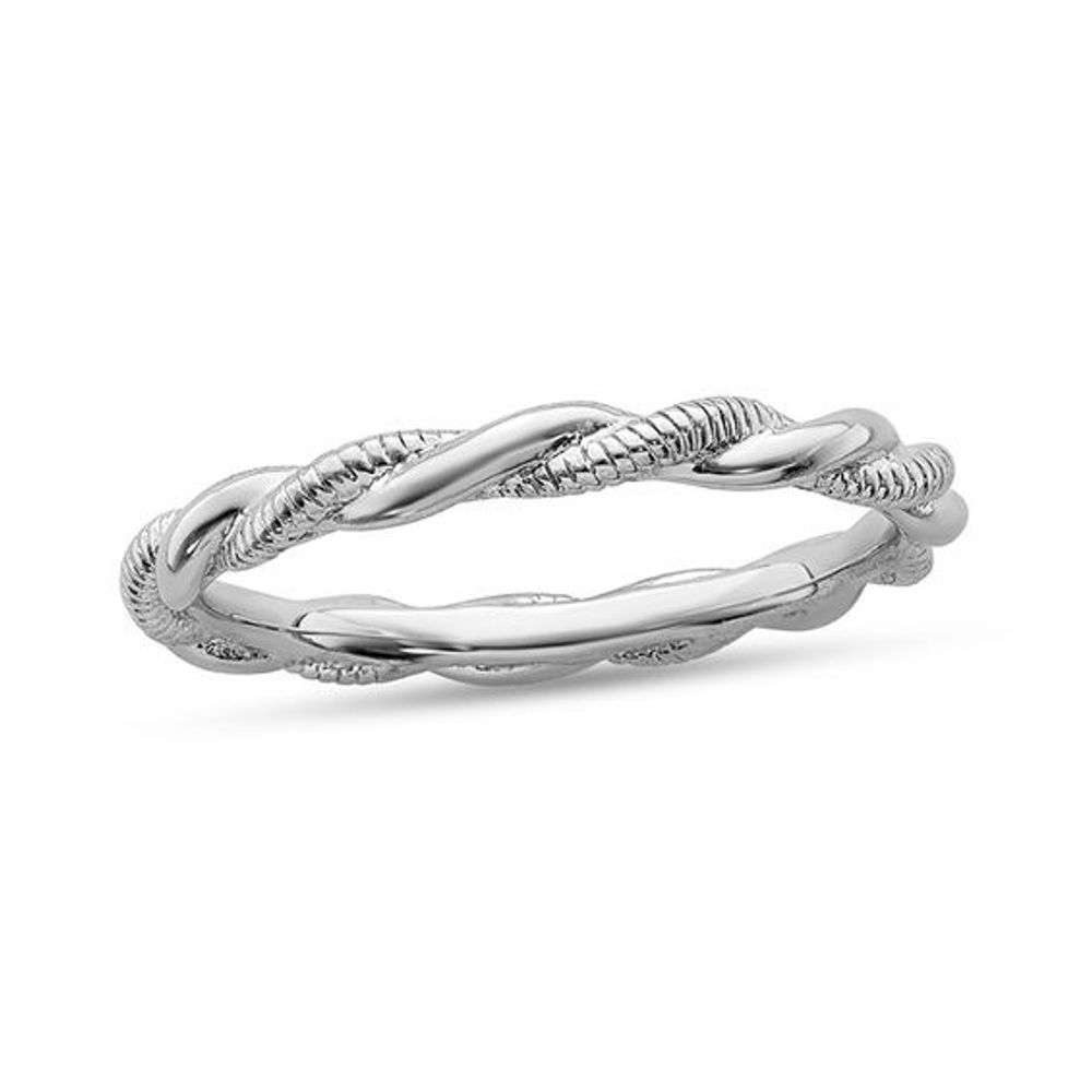 Stackable Expressionsâ¢ Etched and Polished Twist Ring in Sterling Silver