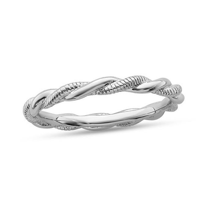 Stackable Expressionsâ¢ Etched and Polished Twist Ring Sterling Silver