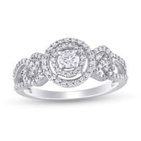 1/2 CT. T.w. Diamond Double Frame Knot-Sides Engagement Ring in 10K White Gold