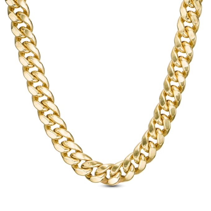 10.7mm Cuban Curb Chain Necklace in Hollow 10K Gold - 24"