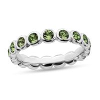 Stackable Expressionsâ¢ Light Green Crystal August Birthstone Eternity Band in Sterling Silver