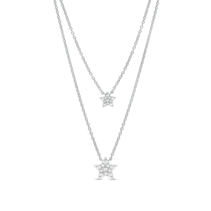 Marilyn Monroeâ¢ Collection 1/5 CT. T.w. Diamond Double Strand Star Necklace in Sterling Silver