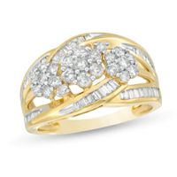 1 CT. T.w. Composite Diamond Flower Multi-Row Ring in 10K Gold