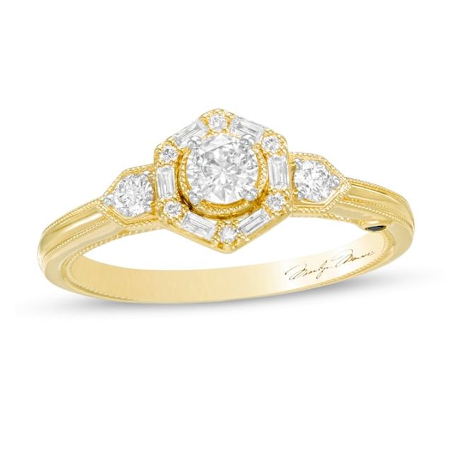 Marilyn Monroeâ¢ Collection 1/2 CT. T.w. Diamond Hexagon Frame Art Deco Engagement Ring in 14K Gold