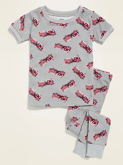 Unisex Fire Engine Pajama Set for Toddler & Baby
