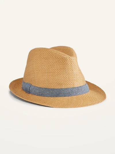 Gender-Neutral Straw Fedora Hat for Adults
