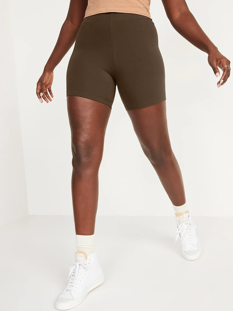 High-Waisted Jersey Biker Shorts - 6-inch inseam