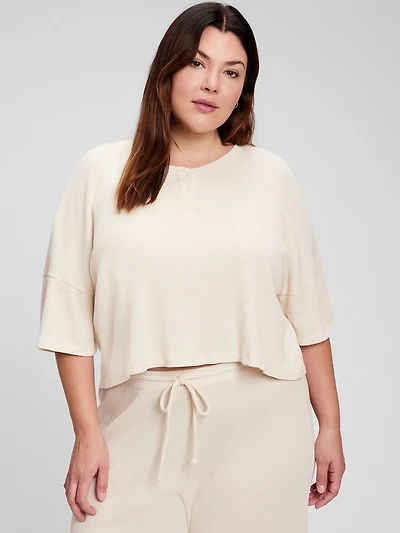 Waffle Cropped Henley