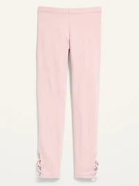 Built-In Tough Full-Length Lattice-Hem Leggings for Girls