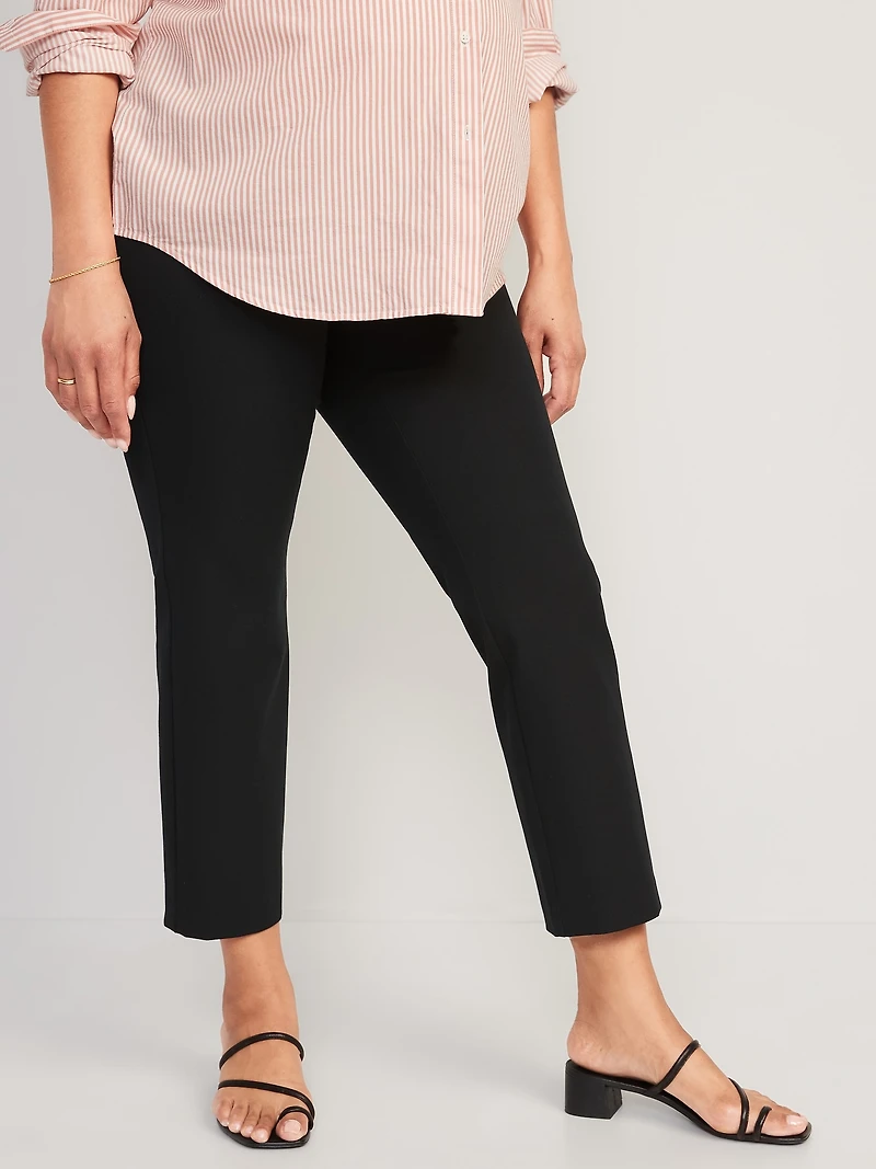 Pantalon Pixie à coupe droite et panneau latéral de Maternité, longueur cheville