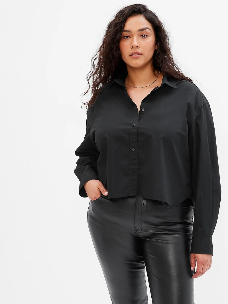 Organic Cotton Poplin Crop Shirt