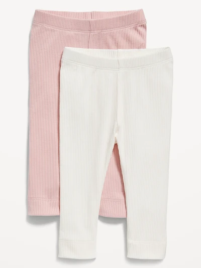 Unisex Rib-Knit U-Shape Leggings 2-Pack for Baby