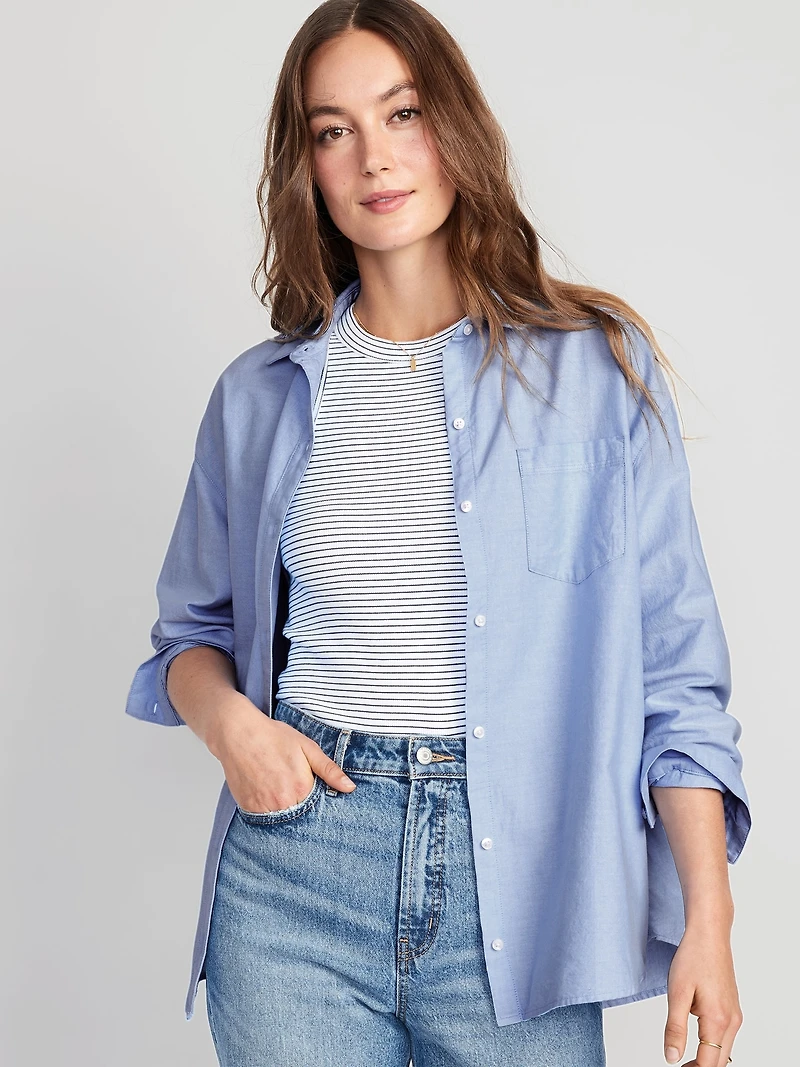 Oversized Button-Down Boyfriend Shirt
