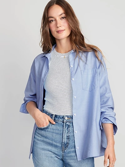 Oversized Button-Down Boyfriend Shirt
