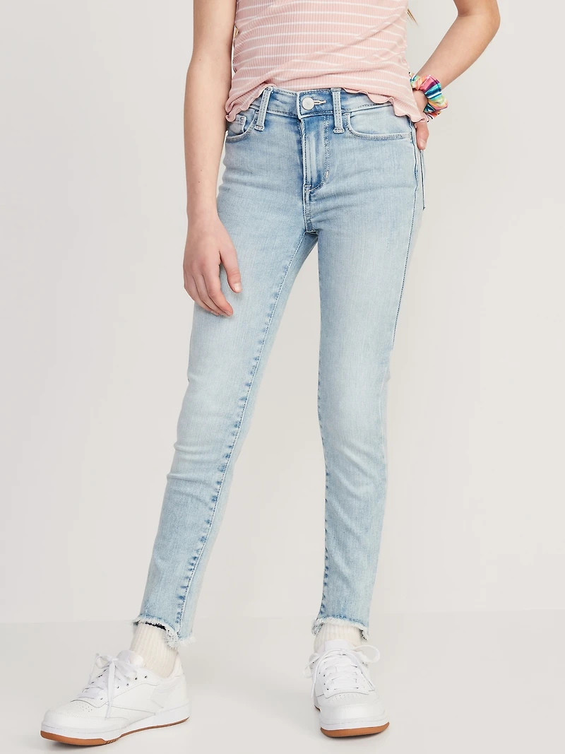 High-Waisted Rockstar 360° Stretch Frayed-Hem Super Skinny Jeggings for Girls