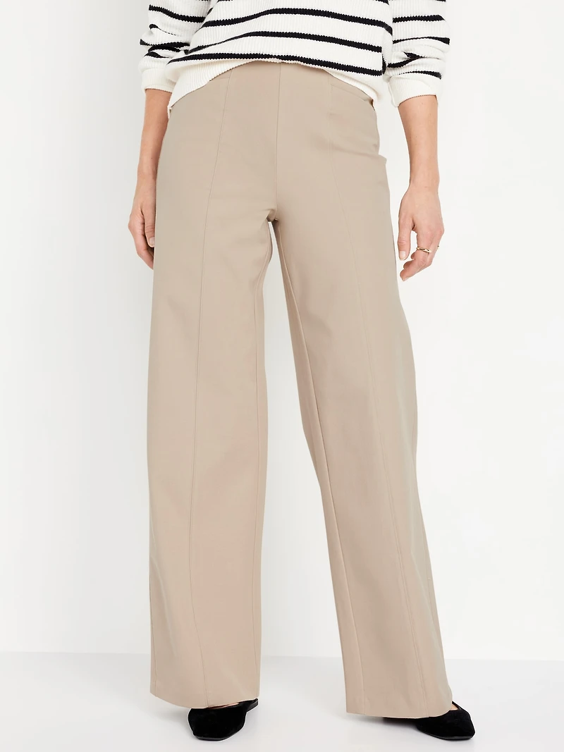 High-Waisted Pull-On Pixie Super Wide-Leg Pants