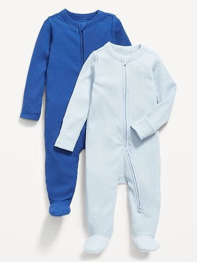 Unisex 2-Way-Zip Sleep & Play Footed One-Piece 2-Pack for Baby