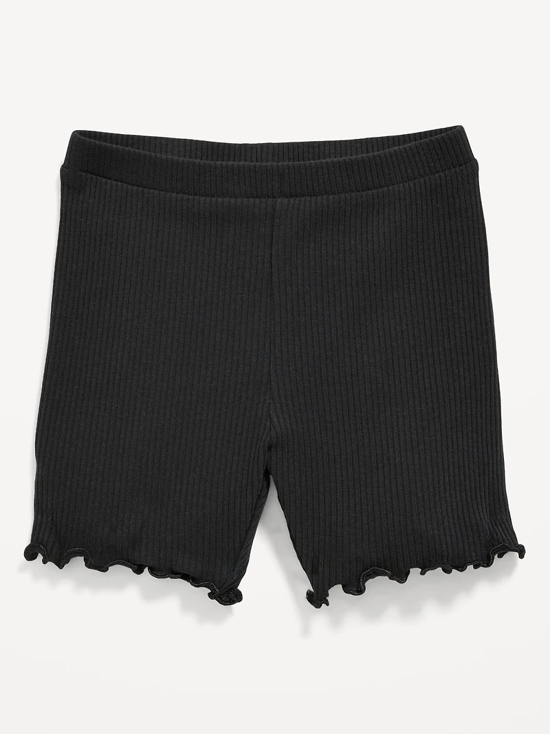 Rib-Knit Lettuce-Edge Biker Shorts for Toddler Girls