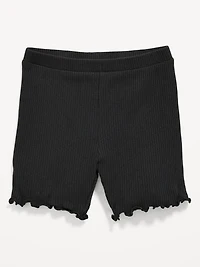 Rib-Knit Lettuce-Edge Biker Shorts for Toddler Girls