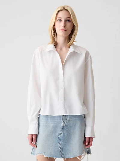 Organic Cotton Poplin Crop Shirt