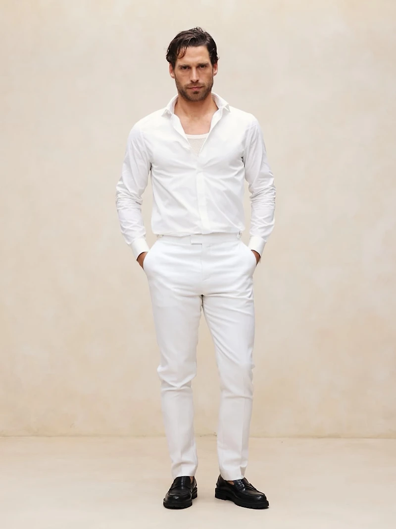 Slim-Fit Cotton Poplin Tuxedo Shirt with Cutaway Collar