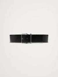 Leather Square-Buckle Waist Belt