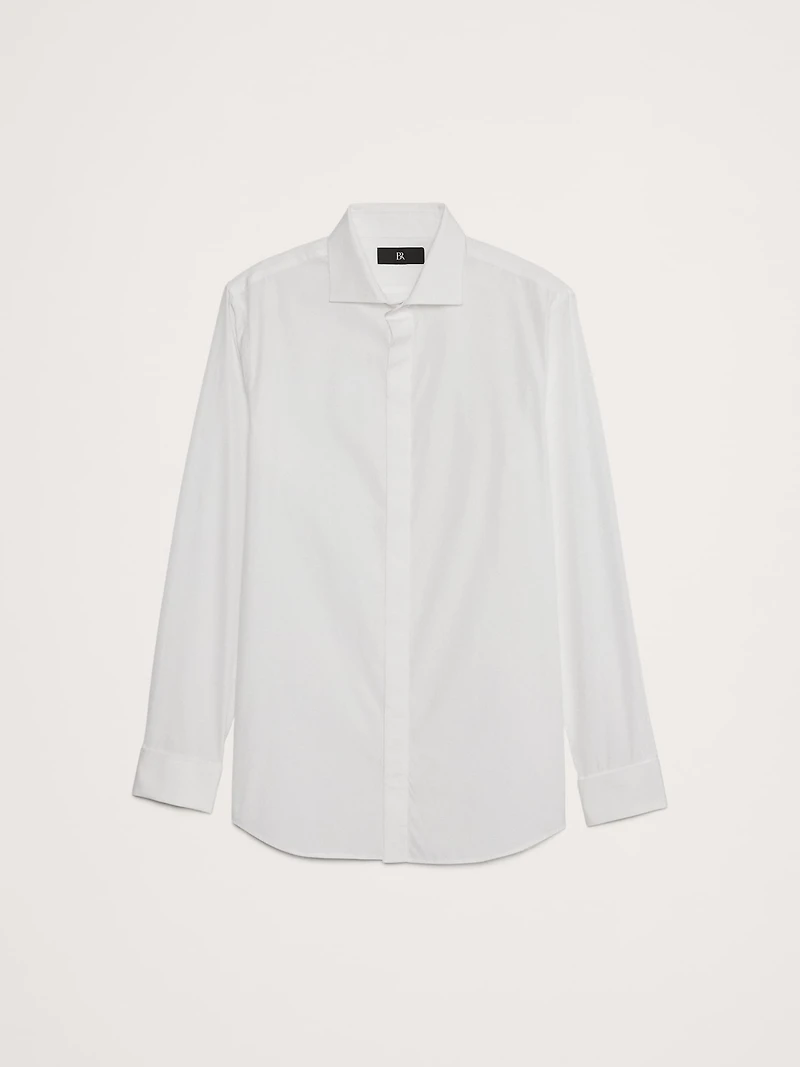 Slim-Fit Cotton Poplin Tuxedo Shirt with Cutaway Collar