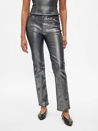High Rise Metallic '90s Slim Straight Jeans
