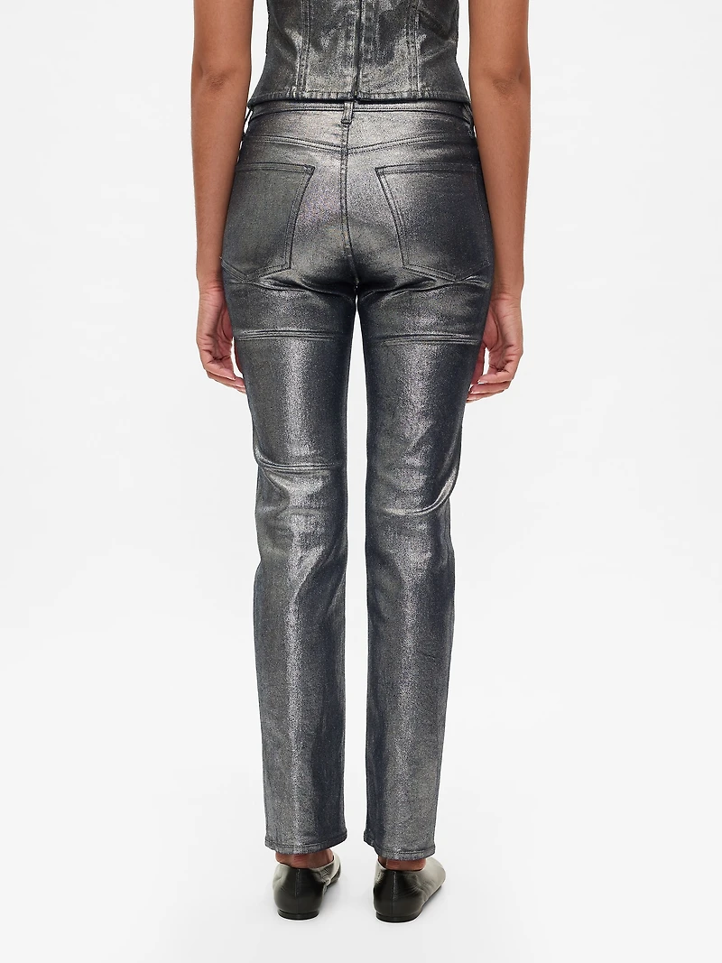 High Rise Metallic '90s Slim Straight Jeans