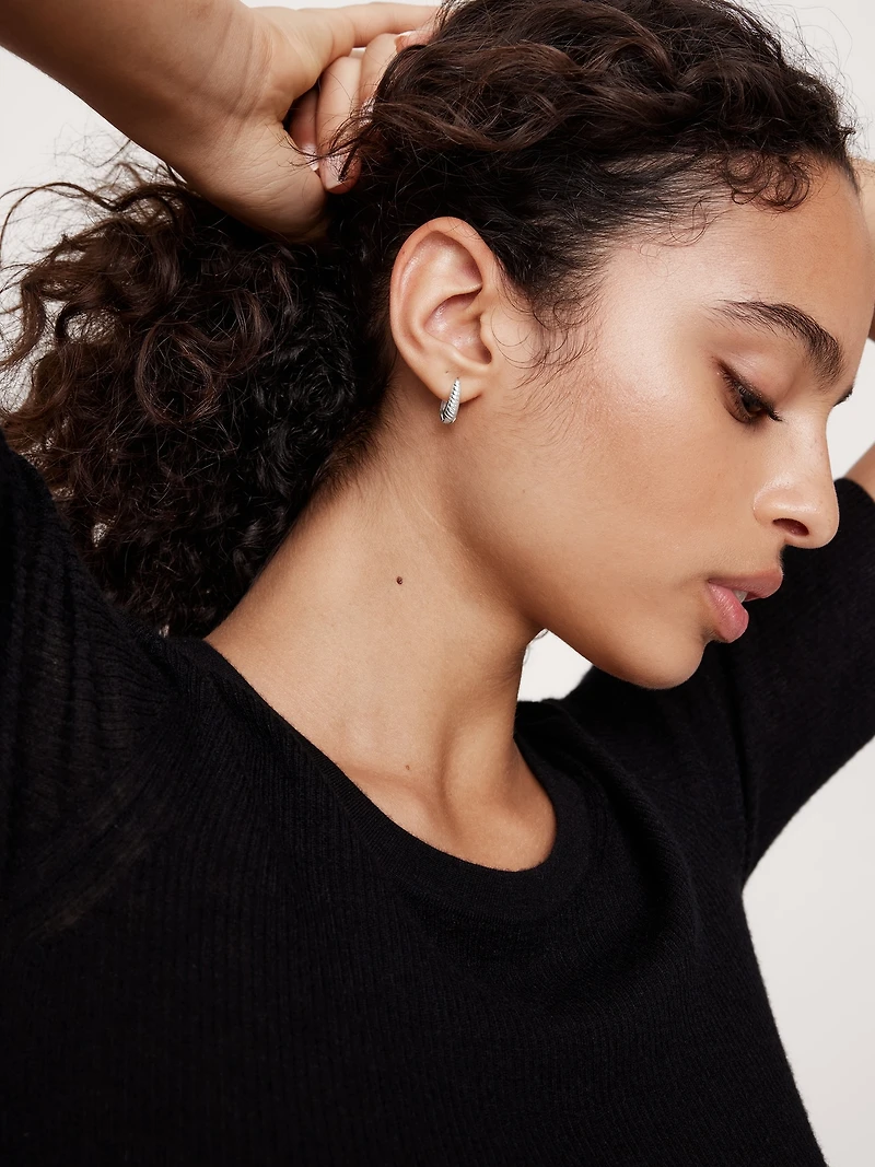 Ravena Oval Huggie Hoop Earrings Set Of 3 by Aureus + Argent