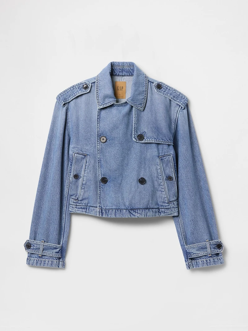 UltraSoft Denim Crop Trench Jacket