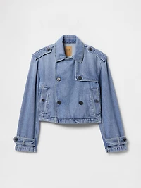 UltraSoft Denim Crop Trench Jacket
