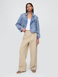 UltraSoft Denim Crop Trench Jacket