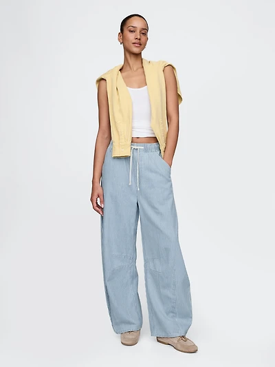 Mid Rise UltraSoft Denim Stripe Easy Horseshoe Jeans