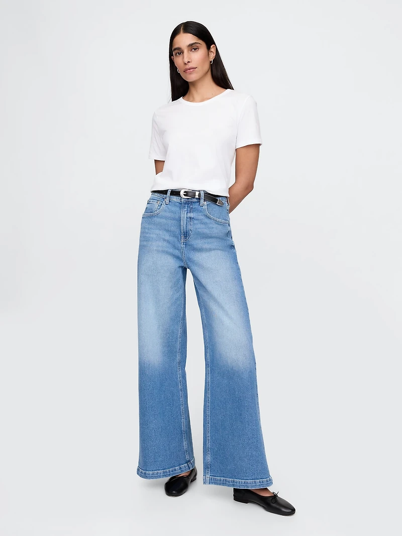 High Rise Stride Wide-Leg Jeans
