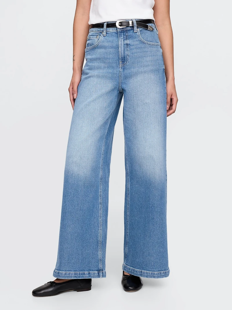 High Rise Stride Wide-Leg Jeans