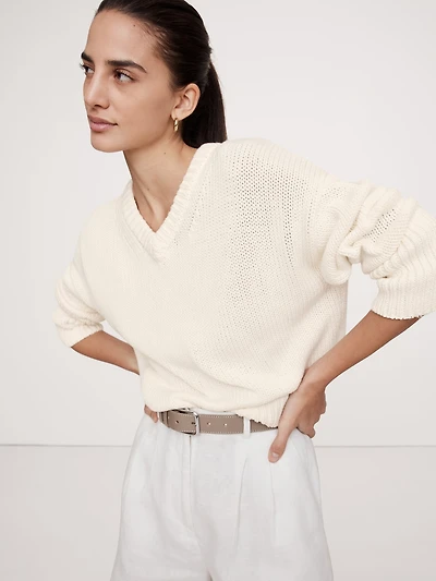 Cotton V-Neck Sweater