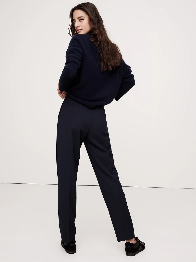 Ultra High-Rise Modern Slim Italian Lightweight Wool Ankle Pant