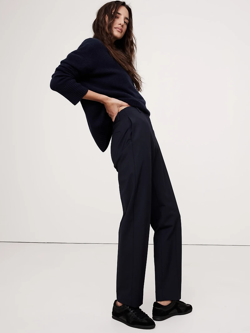 Ultra High-Rise Modern Slim Italian Lightweight Wool Ankle Pant