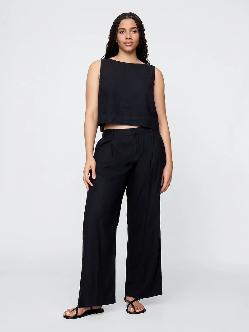 365 Low Rise Linen-Blend Trousers