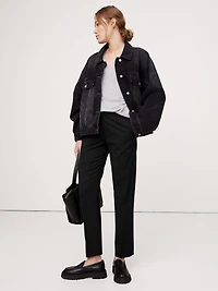 High-Rise Slim Italian Lightweight Wool Ankle Pant