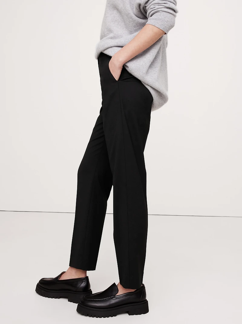 High-Rise Slim Italian Lightweight Wool Ankle Pant