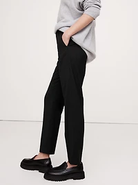 High-Rise Slim Italian Lightweight Wool Ankle Pant