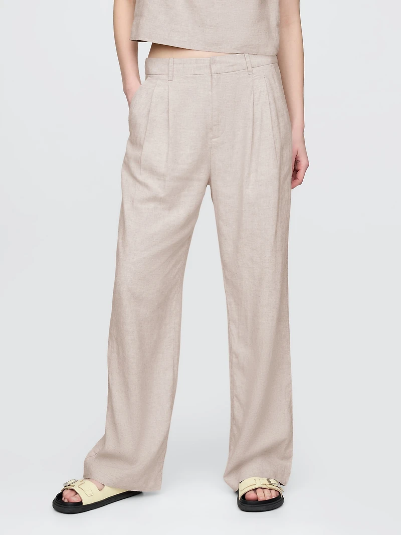 365 High Rise Linen-Blend Trousers
