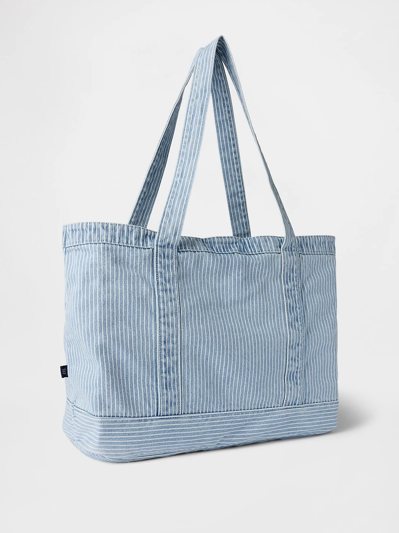 Denim Stripe Tote Bag