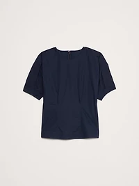 Cotton Poplin Puff-Sleeve Top
