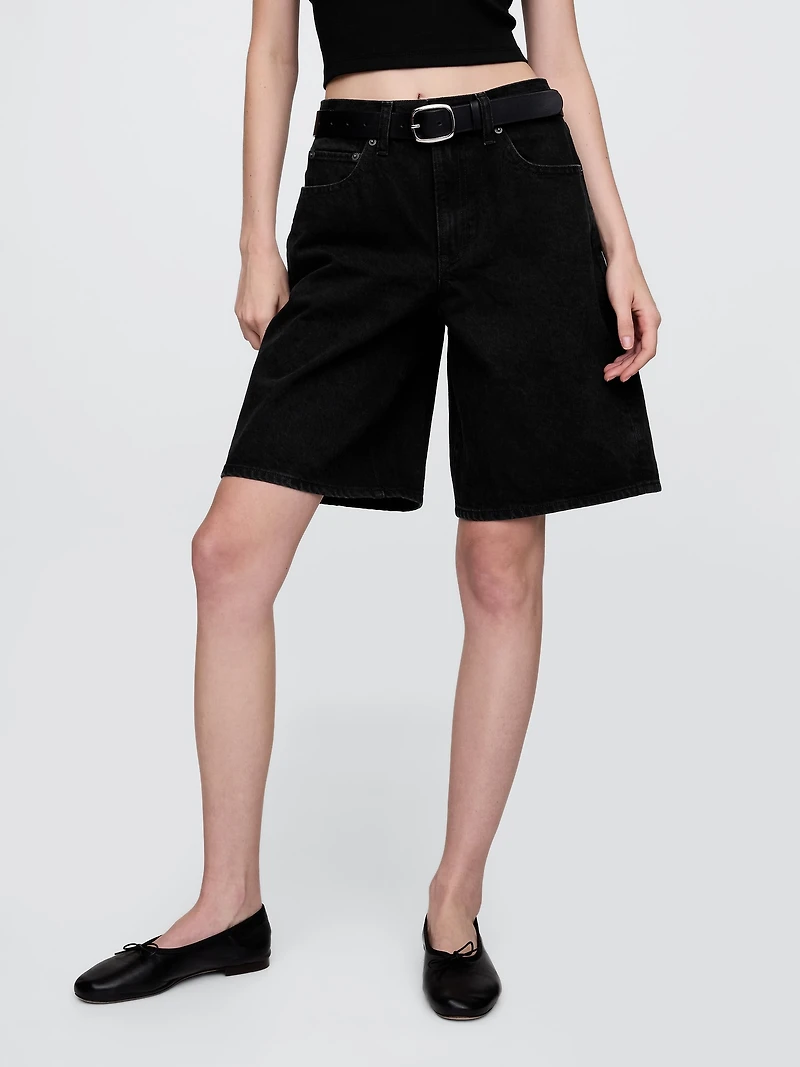 11"  Mid Rise Longline Denim Shorts