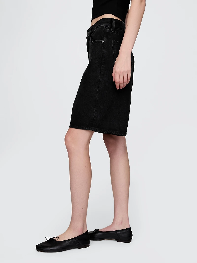 11"  Mid Rise Longline Denim Shorts