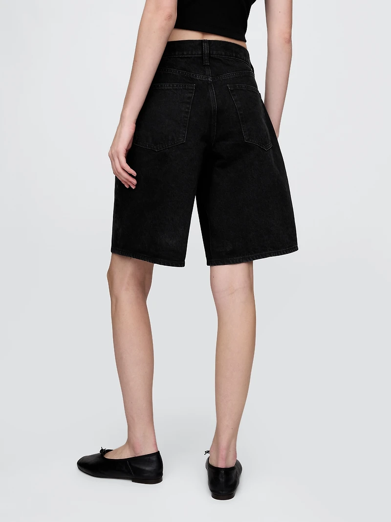 11"  Mid Rise Longline Denim Shorts